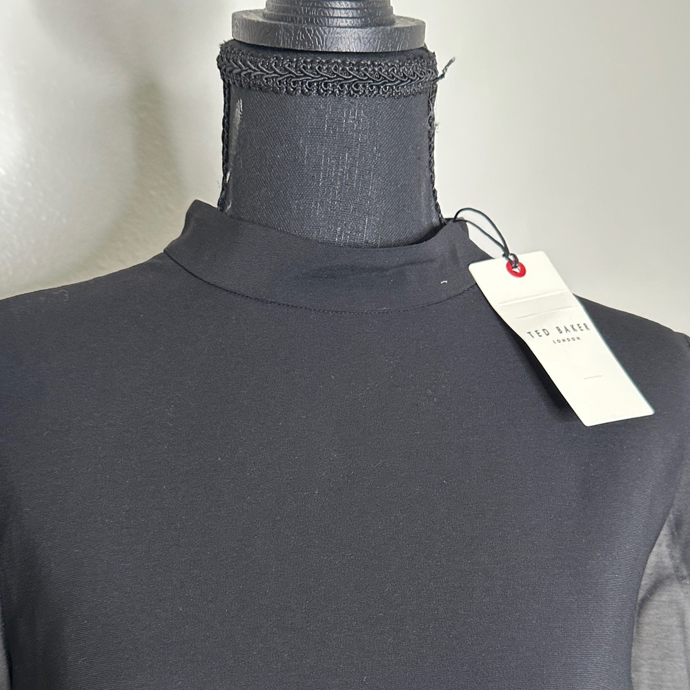 Ted Baker NWT Black Blouse with Sheer Sleeves - Picture 4 of 13
